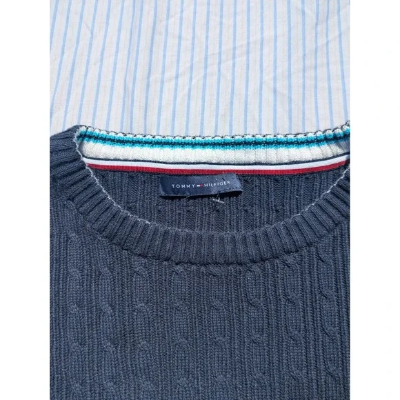 Tommy Hilfiger Women's Medium Blue Classic Fit Sweater‎ Cable Knit Warm Winter - Picture 4 of 8